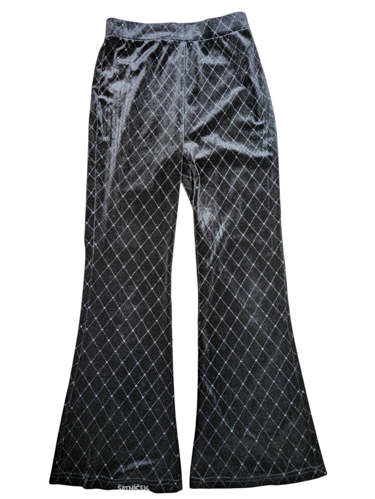 Černé tepláky pro holky se stříbrnámi tečkami secondhand Primark